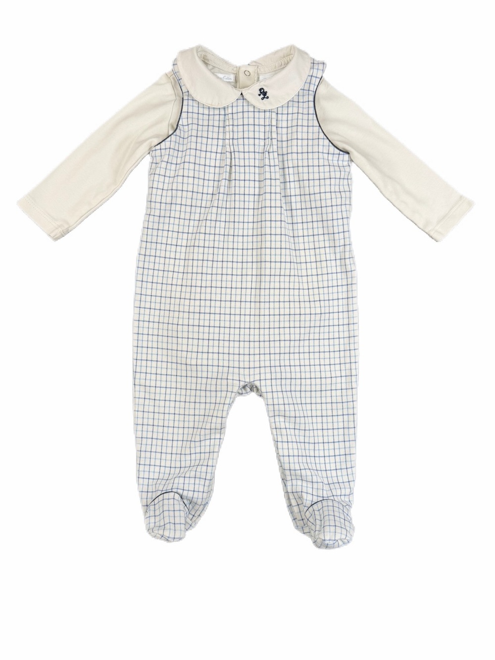 RALPH LAUREN Baby Boy 2 Pc Footed Romper with Collared Long Sleeve Bodysuit- 6M